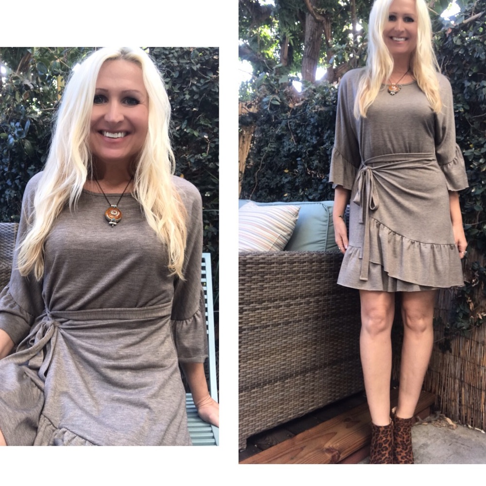 ☕️Mocha Ruffle Detail Dress🤩